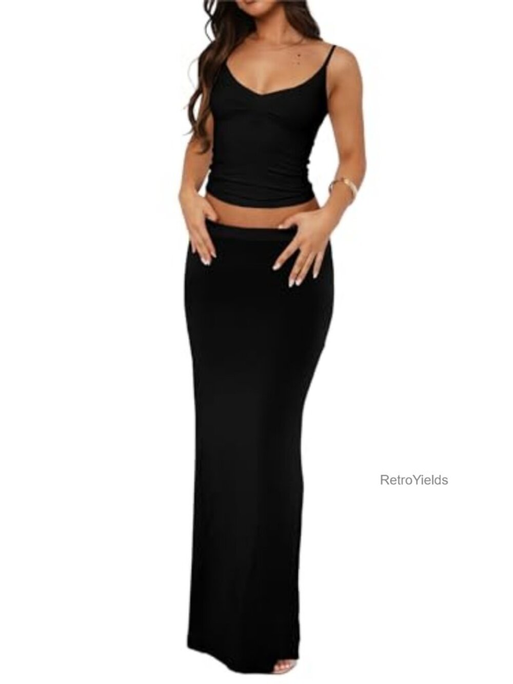 Two Piece Skirt Set Women Maxi Skirt and Top Outfit